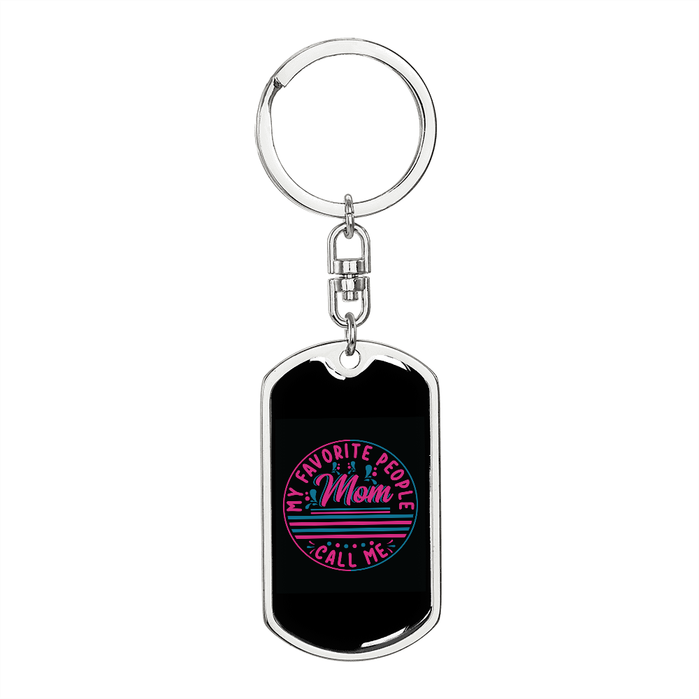 Call Me Mom Keychain Stainless Steel or 18k Gold Dog Tag Keyring-Express Your Love Gifts