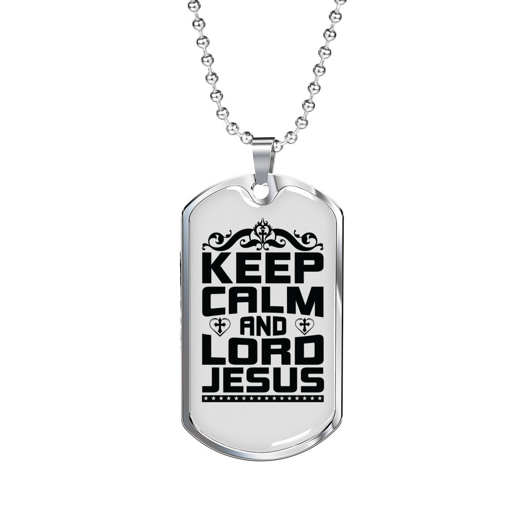Calm And Lord Jesus Necklace Stainless Steel or 18k Gold Dog Tag 24" Chain-Express Your Love Gifts