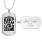 Calm And Lord Jesus Necklace Stainless Steel or 18k Gold Dog Tag 24" Chain-Express Your Love Gifts