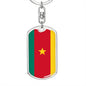 Cameroon Flag Keychain Dog Tag Stainless Steel or 18k Gold-Express Your Love Gifts