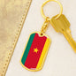 Cameroon Flag Keychain Dog Tag Stainless Steel or 18k Gold-Express Your Love Gifts