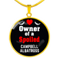 Campbell Albatross Bird Owner Necklace Circle Pendant Stainless Steel or 18k Gold 18-22"-Express Your Love Gifts