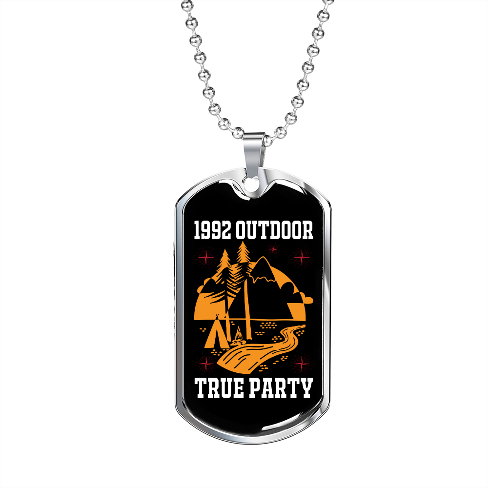 Camper Necklace 1992 Outdoor True Party Yellow Necklace Stainless Steel or 18k Gold Dog Tag 24" Chain-Express Your Love Gifts