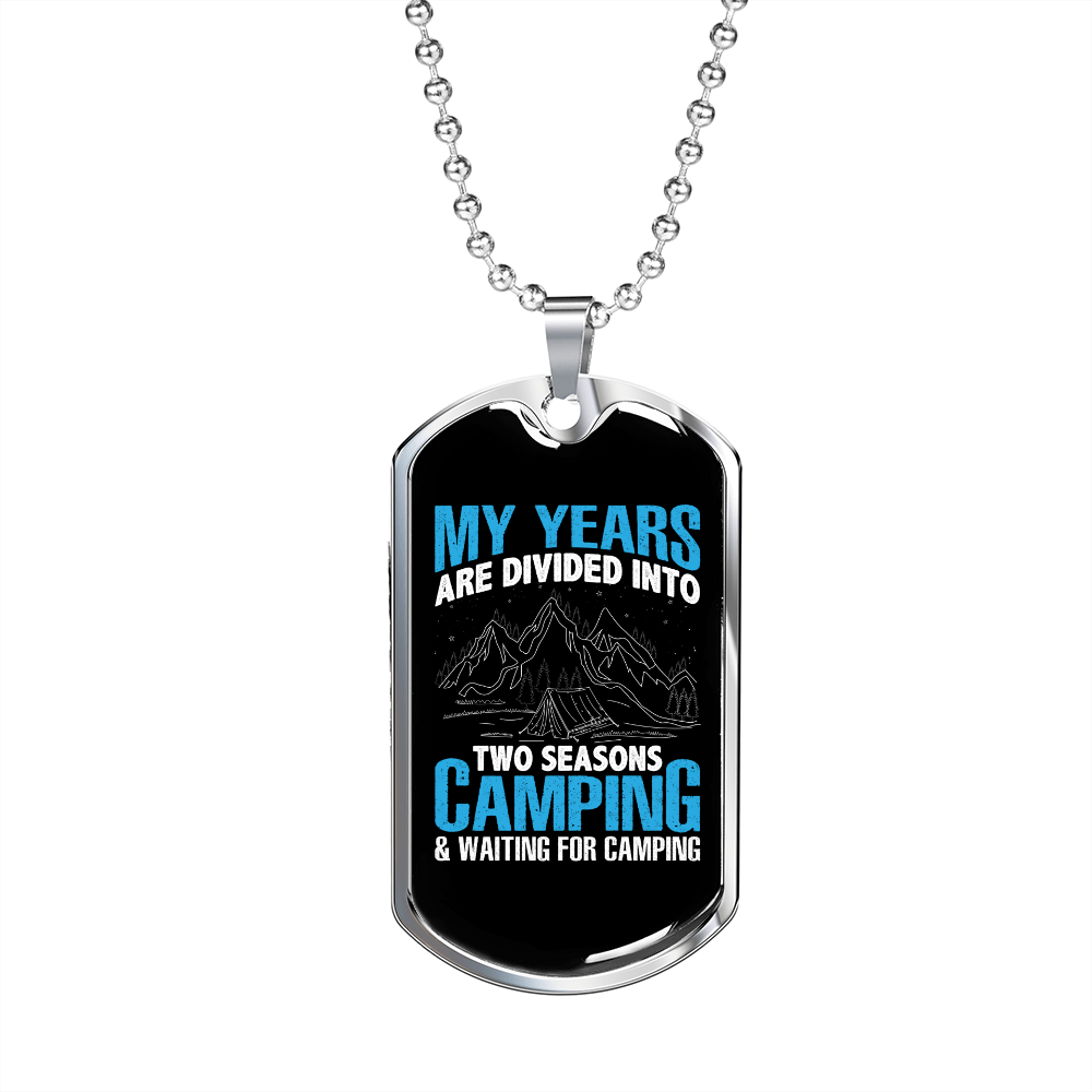 Camper Necklace 2 Seasons Camping Necklace Stainless Steel or 18k Gold Dog Tag 24" Chain-Express Your Love Gifts