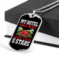 Camper Necklace 5 Stars Hotel Necklace Stainless Steel or 18k Gold Dog Tag 24" Chain-Express Your Love Gifts