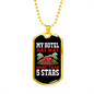 Camper Necklace 5 Stars Hotel Necklace Stainless Steel or 18k Gold Dog Tag 24" Chain-Express Your Love Gifts