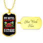 Camper Necklace 5 Stars Hotel Necklace Stainless Steel or 18k Gold Dog Tag 24" Chain-Express Your Love Gifts