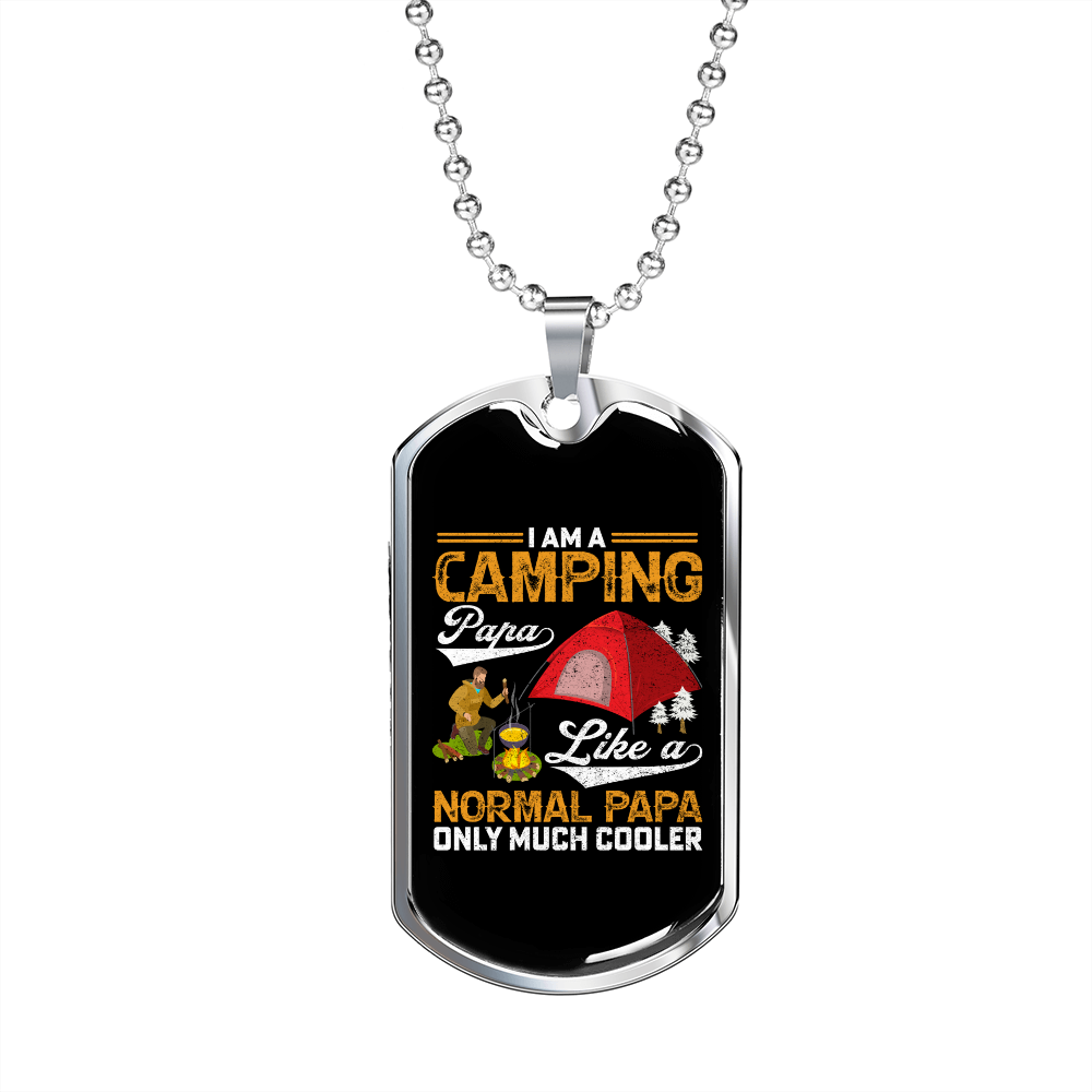 Camper Necklace A Camping Life Necklace Stainless Steel or 18k Gold Dog Tag 24" Chain-Express Your Love Gifts