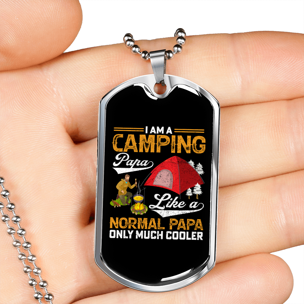 Camper Necklace A Camping Life Necklace Stainless Steel or 18k Gold Dog Tag 24" Chain-Express Your Love Gifts
