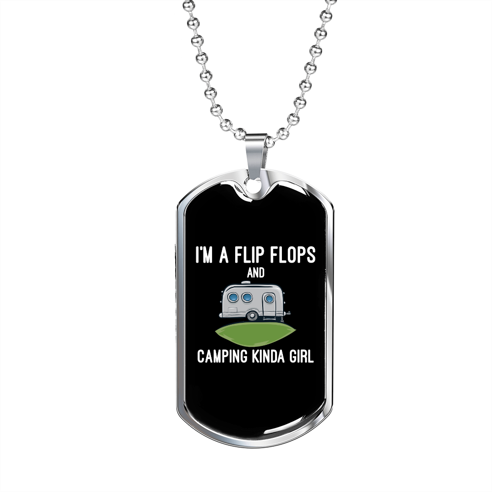 Camper Necklace A Flip Flops Necklace Stainless Steel or 18k Gold Dog Tag 24" Chain-Express Your Love Gifts