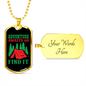 Camper Necklace Adventure Awaits Go Find It Green Necklace Stainless Steel or 18k Gold Dog Tag 24" Chain-Express Your Love Gifts