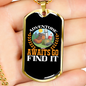 Camper Necklace Adventure Awaits Go Find It Necklace Stainless Steel or 18k Gold Dog Tag 24" Chain-Express Your Love Gifts
