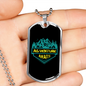 Camper Necklace Adventure Awaits Necklace Stainless Steel or 18k Gold Dog Tag 24" Chain-Express Your Love Gifts