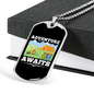 Camper Necklace Adventure Awaits Necklace Stainless Steel or 18k Gold Dog Tag 24" Chain-Express Your Love Gifts