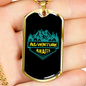 Camper Necklace Adventure Awaits Necklace Stainless Steel or 18k Gold Dog Tag 24" Chain-Express Your Love Gifts