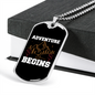 Camper Necklace Adventure Begins White Necklace Stainless Steel or 18k Gold Dog Tag 24" Chain-Express Your Love Gifts