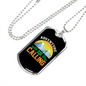 Camper Necklace Adventure is Calling White Mountains Necklace Stainless Steel or 18k Gold Dog Tag 24" Chain-Express Your Love Gifts