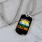 Camper Necklace Adventure is Calling White Mountains Necklace Stainless Steel or 18k Gold Dog Tag 24" Chain-Express Your Love Gifts