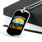 Camper Necklace Adventure is Calling White Mountains Necklace Stainless Steel or 18k Gold Dog Tag 24" Chain-Express Your Love Gifts