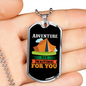 Camper Necklace Adventure is Waiting Necklace Stainless Steel or 18k Gold Dog Tag 24" Chain-Express Your Love Gifts