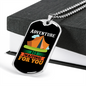 Camper Necklace Adventure is Waiting Necklace Stainless Steel or 18k Gold Dog Tag 24" Chain-Express Your Love Gifts