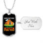 Camper Necklace Adventure is Waiting Necklace Stainless Steel or 18k Gold Dog Tag 24" Chain-Express Your Love Gifts