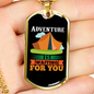 Camper Necklace Adventure is Waiting Necklace Stainless Steel or 18k Gold Dog Tag 24" Chain-Express Your Love Gifts