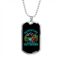 Camper Necklace Adventure Outdoors Blue Necklace Stainless Steel or 18k Gold Dog Tag 24" Chain-Express Your Love Gifts