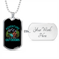 Camper Necklace Adventure Outdoors Blue Necklace Stainless Steel or 18k Gold Dog Tag 24" Chain-Express Your Love Gifts