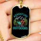 Camper Necklace Adventure Outdoors Blue Necklace Stainless Steel or 18k Gold Dog Tag 24" Chain-Express Your Love Gifts
