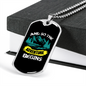 Camper Necklace And So The Adventure Begins Blue Necklace Stainless Steel or 18k Gold Dog Tag 24" Chain-Express Your Love Gifts