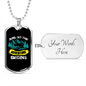 Camper Necklace And So The Adventure Begins Blue Necklace Stainless Steel or 18k Gold Dog Tag 24" Chain-Express Your Love Gifts