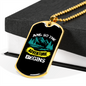 Camper Necklace And So The Adventure Begins Blue Necklace Stainless Steel or 18k Gold Dog Tag 24" Chain-Express Your Love Gifts