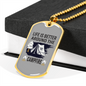 Camper Necklace Around The Campfire Necklace Stainless Steel or 18k Gold Dog Tag 24" Chain-Express Your Love Gifts