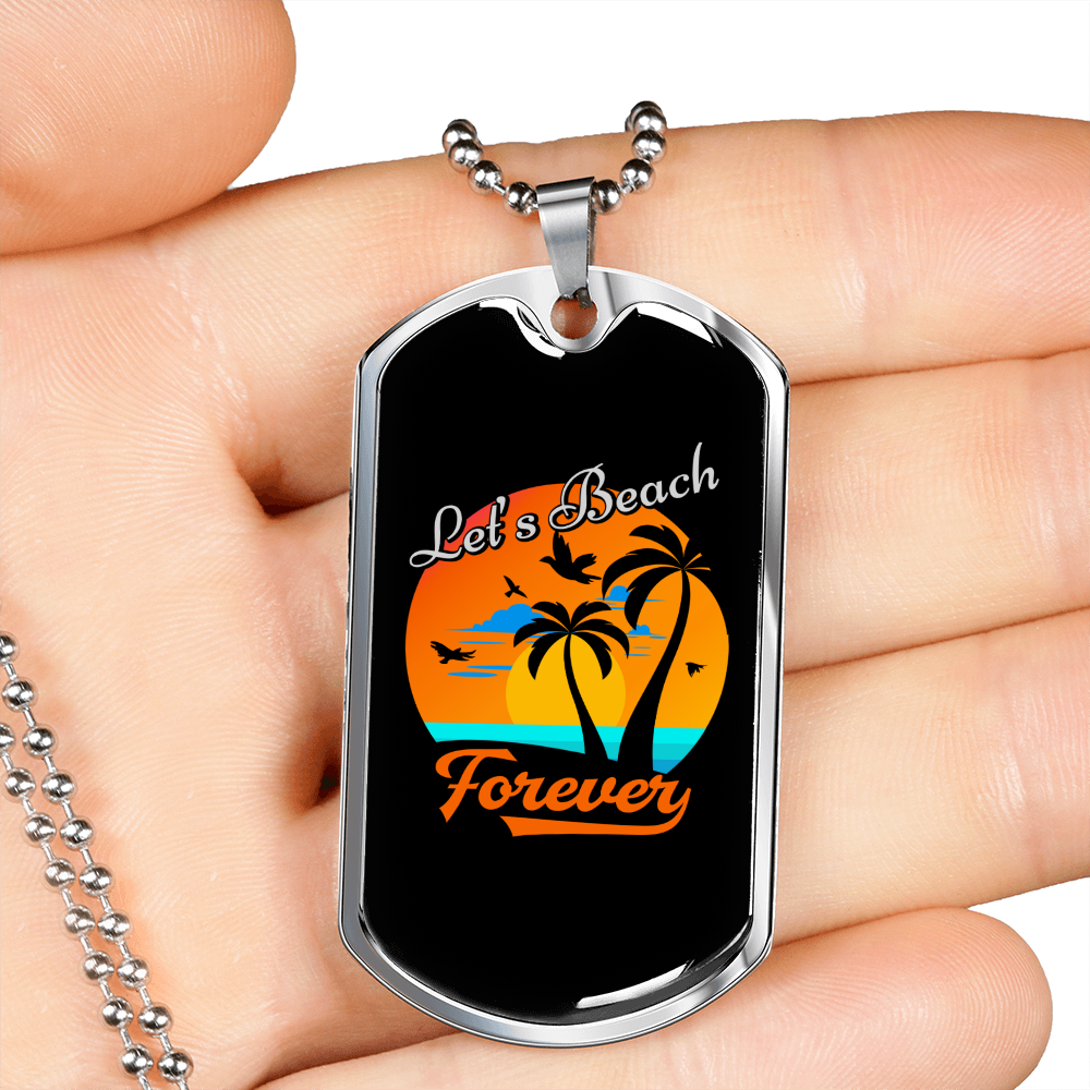 Camper Necklace Beach Forever Orange Necklace Stainless Steel or 18k Gold Dog Tag 24" Chain-Express Your Love Gifts