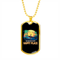 Camper Necklace Beach Happy Face Necklace Stainless Steel or 18k Gold Dog Tag 24" Chain-Express Your Love Gifts