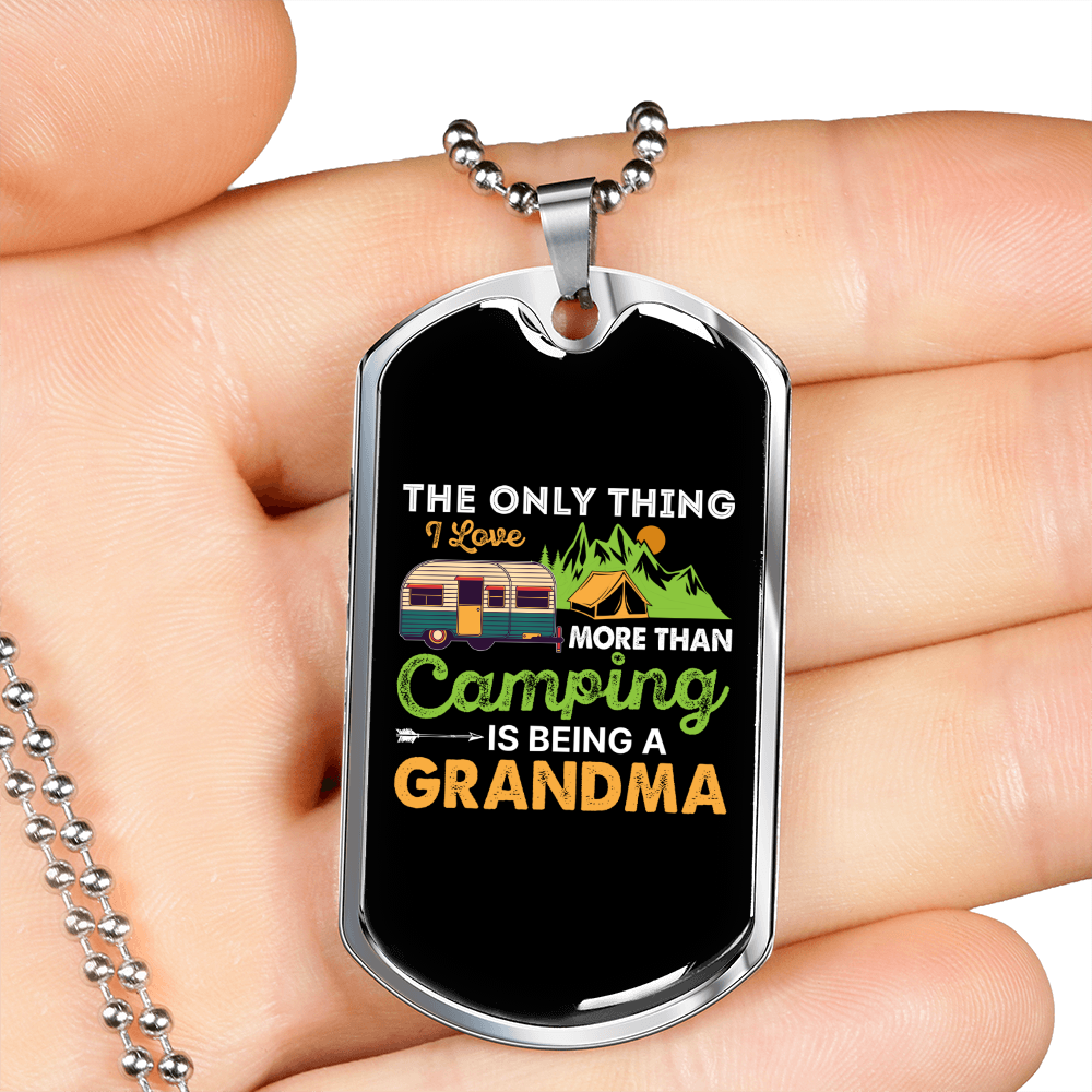 Camper Necklace Being A Grandma Necklace Stainless Steel or 18k Gold Dog Tag 24" Chain-Express Your Love Gifts