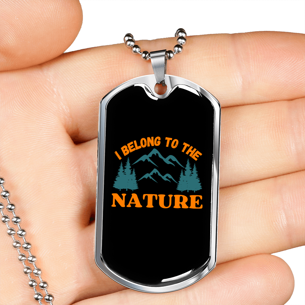 Camper Necklace Belong to The Nature Necklace Stainless Steel or 18k Gold Dog Tag 24" Chain-Express Your Love Gifts