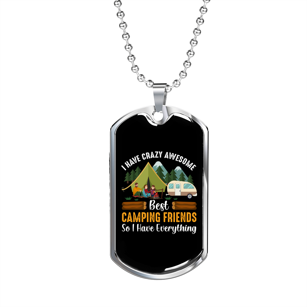 Camper Necklace Best Camping Friends Necklace Stainless Steel or 18k Gold Dog Tag 24" Chain-Express Your Love Gifts