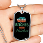Camper Necklace Bitches With Hitches Necklace Stainless Steel or 18k Gold Dog Tag 24" Chain-Express Your Love Gifts