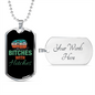 Camper Necklace Bitches With Hitches Necklace Stainless Steel or 18k Gold Dog Tag 24" Chain-Express Your Love Gifts