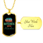 Camper Necklace Bitches With Hitches Necklace Stainless Steel or 18k Gold Dog Tag 24" Chain-Express Your Love Gifts