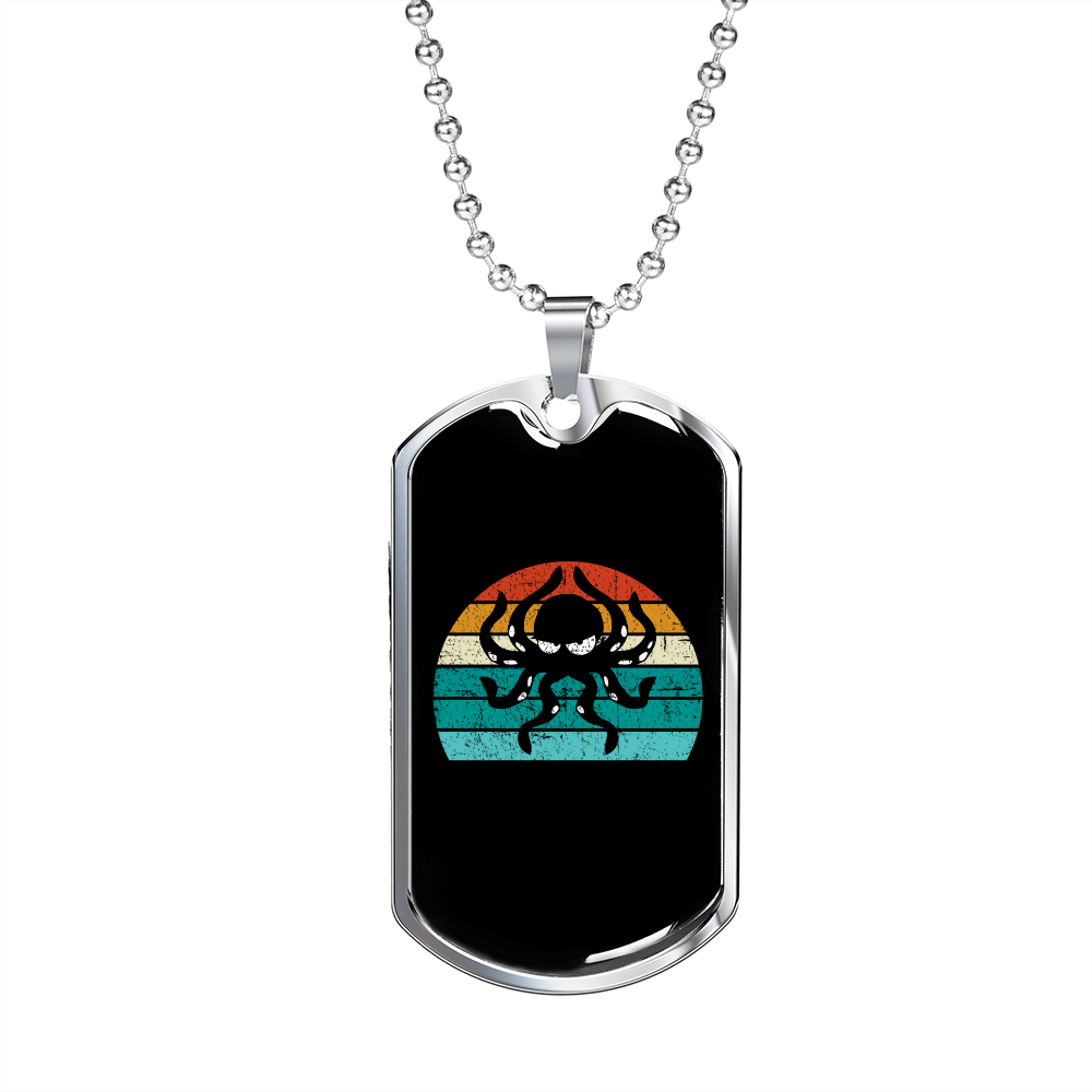 Camper Necklace Black Octopus Colorful Necklace Stainless Steel or 18k Gold Dog Tag 24" Chain-Express Your Love Gifts