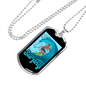 Camper Necklace Blue Surfing Water Necklace Stainless Steel or 18k Gold Dog Tag 24" Chain-Express Your Love Gifts