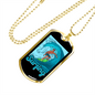Camper Necklace Blue Surfing Water Necklace Stainless Steel or 18k Gold Dog Tag 24" Chain-Express Your Love Gifts