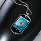 Camper Necklace Blue Surfing Water Necklace Stainless Steel or 18k Gold Dog Tag 24" Chain-Express Your Love Gifts