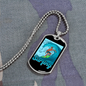 Camper Necklace Blue Surfing Water Necklace Stainless Steel or 18k Gold Dog Tag 24" Chain-Express Your Love Gifts