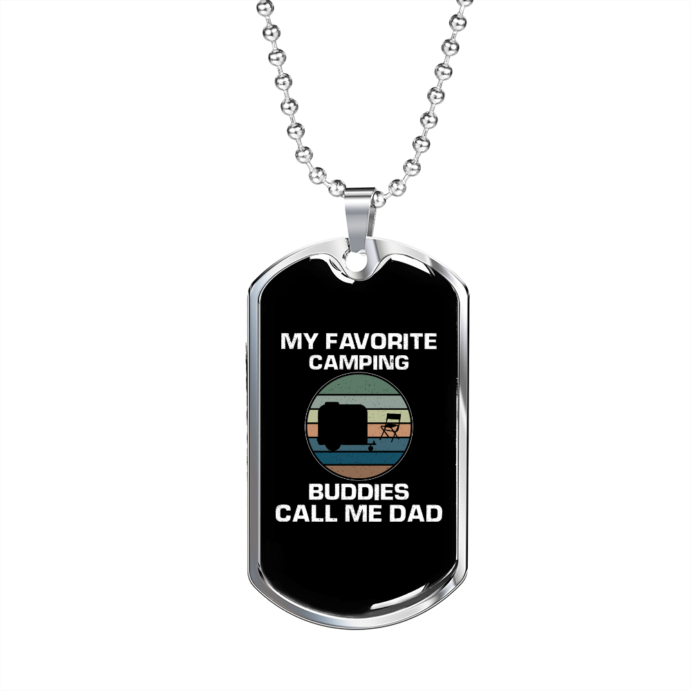 Camper Necklace Call Me Dad Necklace Stainless Steel or 18k Gold Dog Tag 24" Chain-Express Your Love Gifts