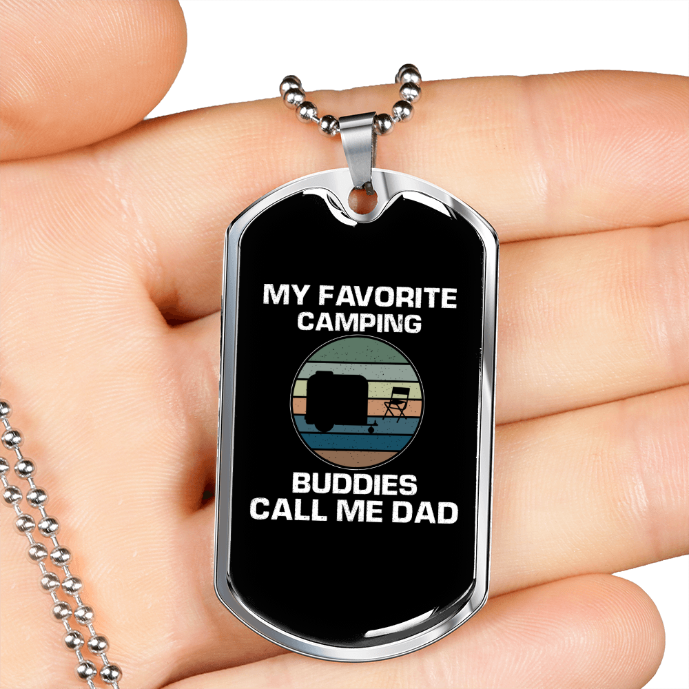 Camper Necklace Call Me Dad Necklace Stainless Steel or 18k Gold Dog Tag 24" Chain-Express Your Love Gifts