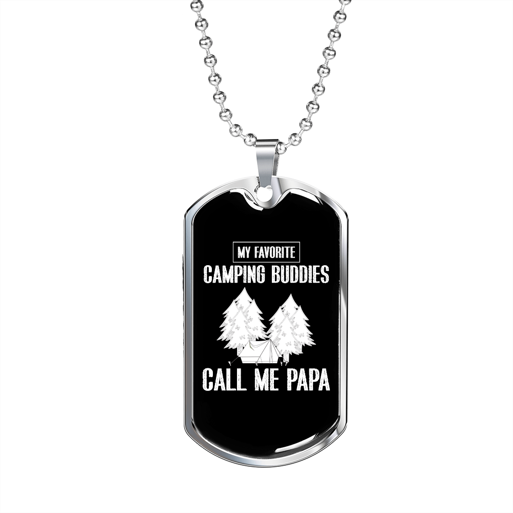Camper Necklace Call Me Papa Necklace Stainless Steel or 18k Gold Dog Tag 24" Chain-Express Your Love Gifts